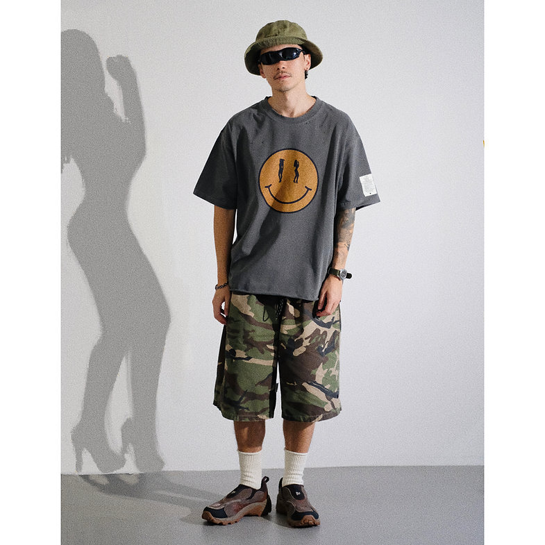 Club Stubborn The Sexy Smiley Face Tee - Washed Grey Coming soon