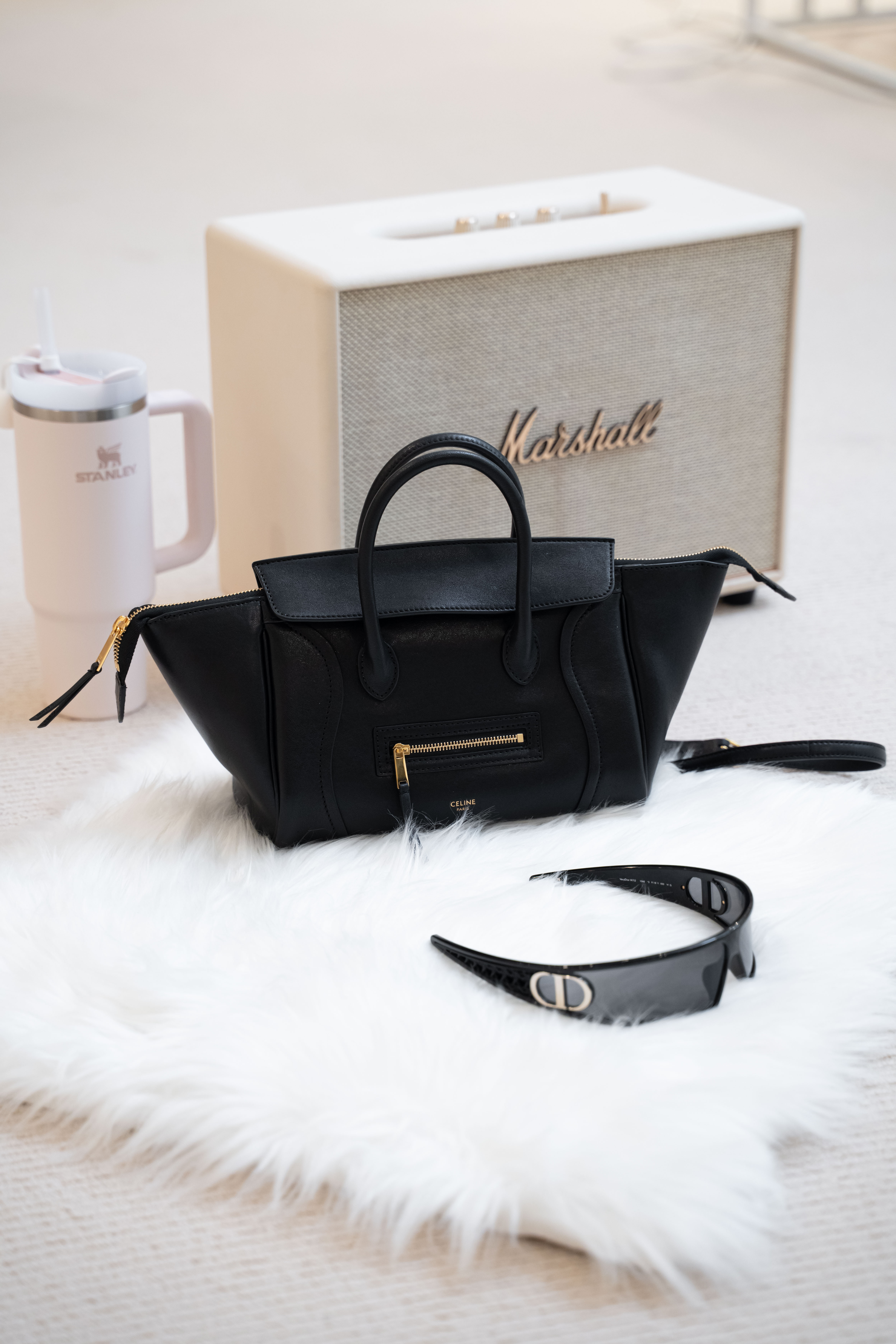 Celine Little Luggage in Supple Shiny Lambskin Black