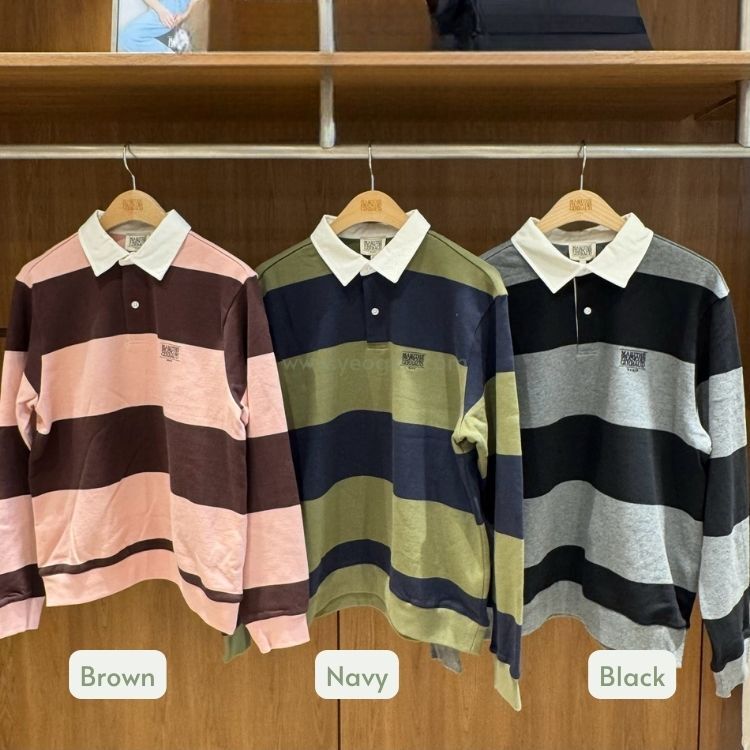 香港$840!!連線入code再減😱!! MARITHE FRANCOIS GIRBAUD (MFG)｜MFG46FSW222 SMALL CLASSIC LOGO RUGBY STRIPE SWEATSHIRT [3 colors] M89