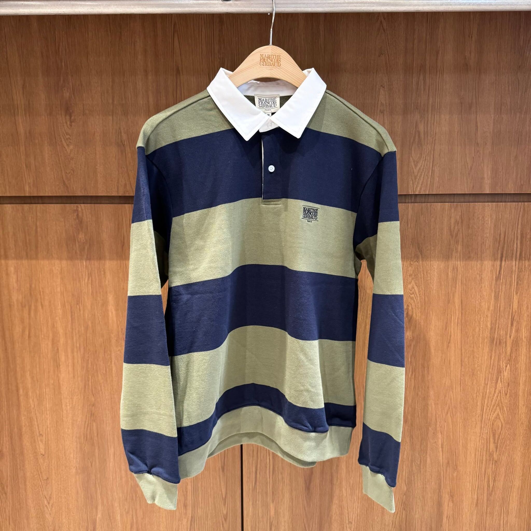 香港$840!!連線入code再減😱!! MARITHE FRANCOIS GIRBAUD (MFG)｜MFG46FSW222 SMALL CLASSIC LOGO RUGBY STRIPE SWEATSHIRT [3 colors] M89