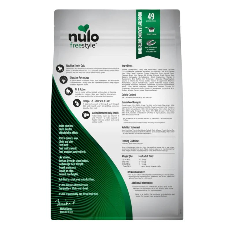 Nulo Freestyle系列老貓糧 無穀物高蛋白鱈魚+鴨肉+甘薯．5lb/12lb