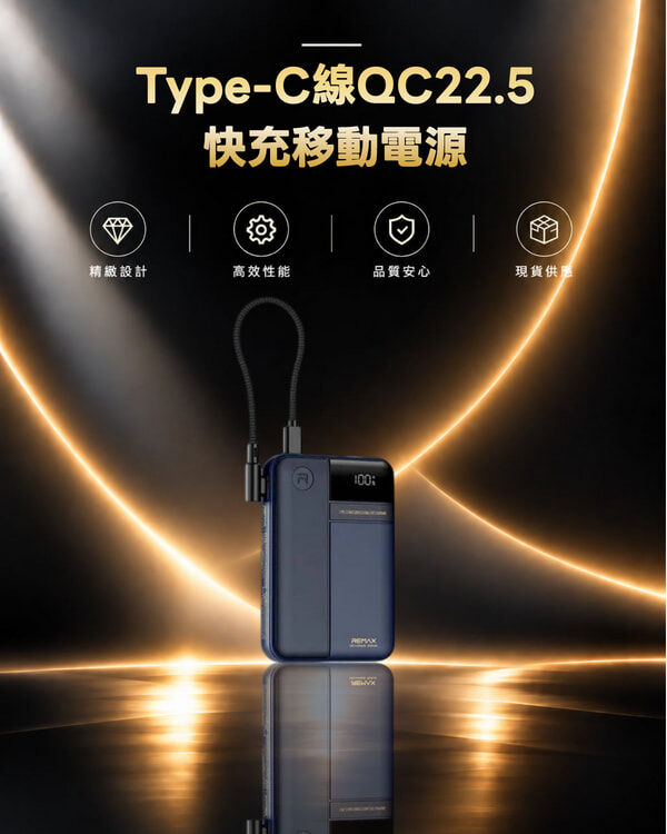 REMAX - FP-122 Type-C線QC22.5快充移動電源10000mAh