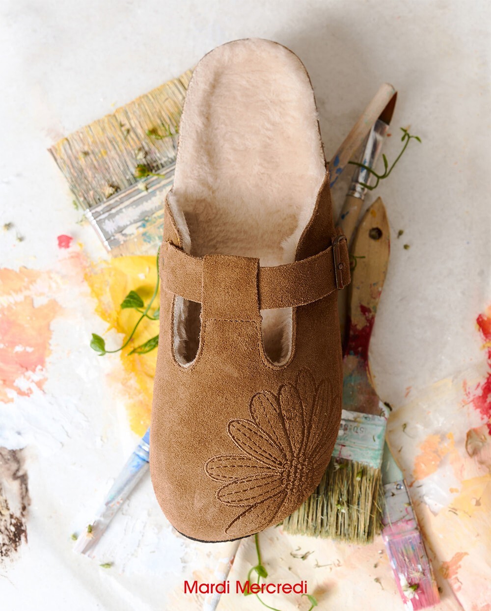 MARDI MERCREDI FUR SUEDE CLASSIQUE T-STRAP MULE (3 Colours)