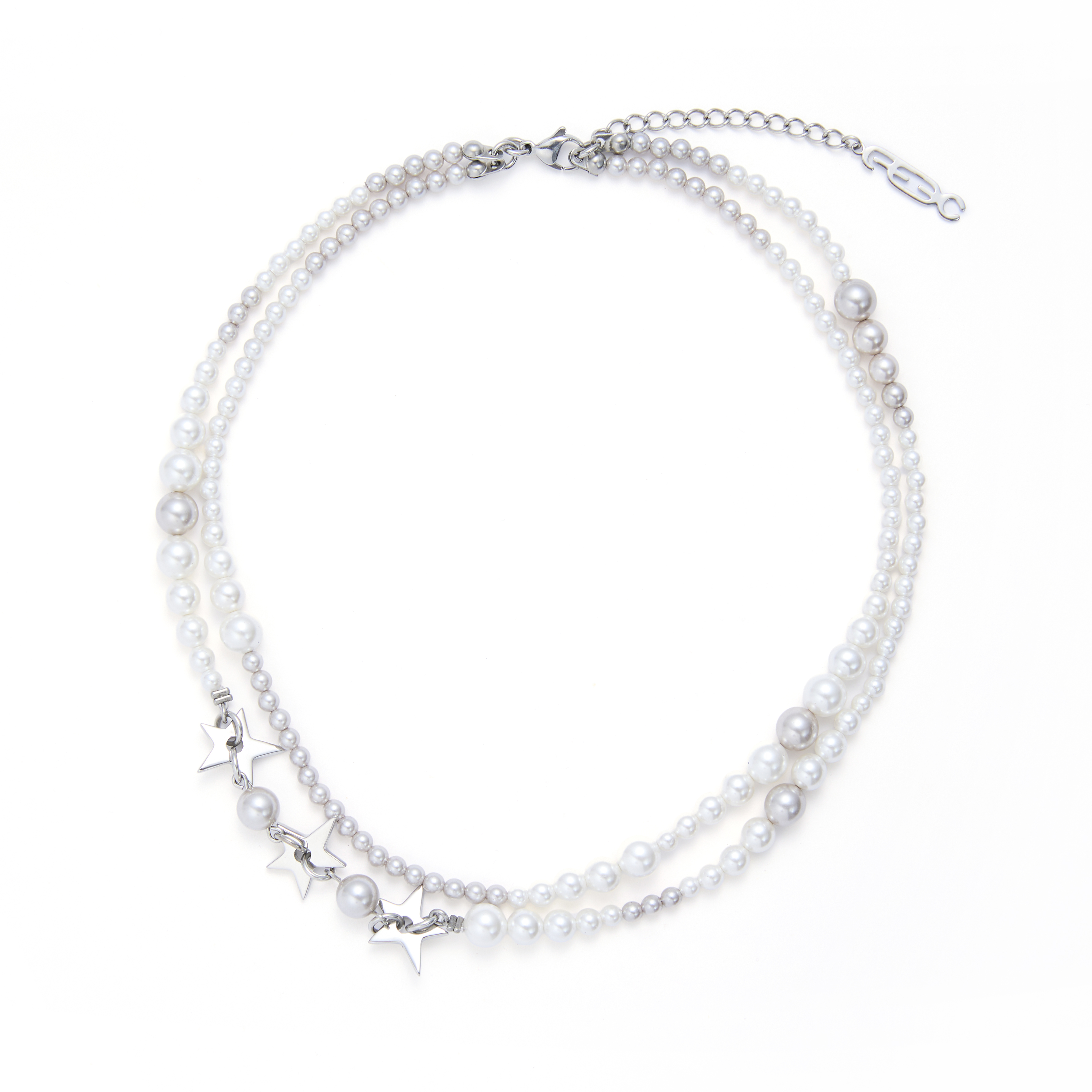 Fe3c 金屬星星雙層珍珠項鍊 Triple Star Pearl Necklace