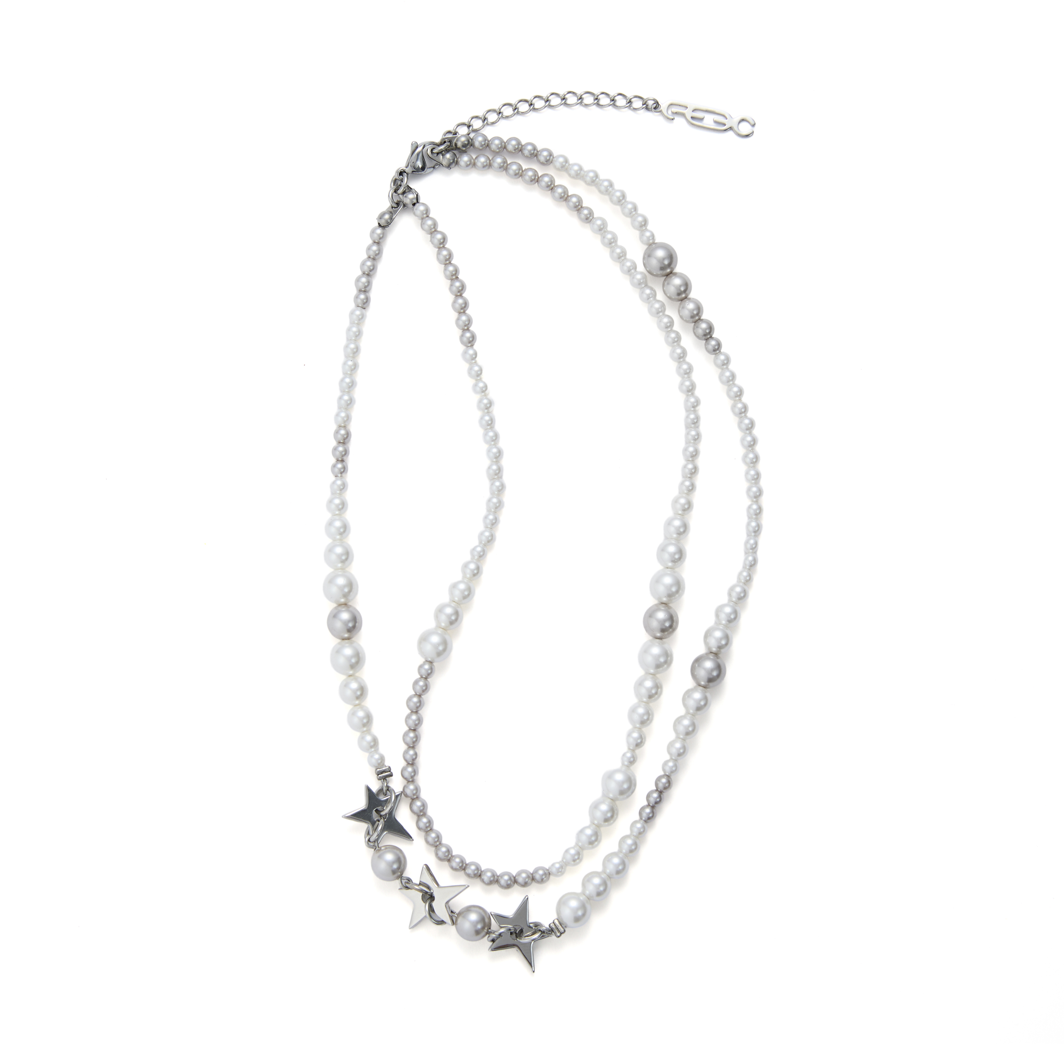 Fe3c 金屬星星雙層珍珠項鍊 Triple Star Pearl Necklace
