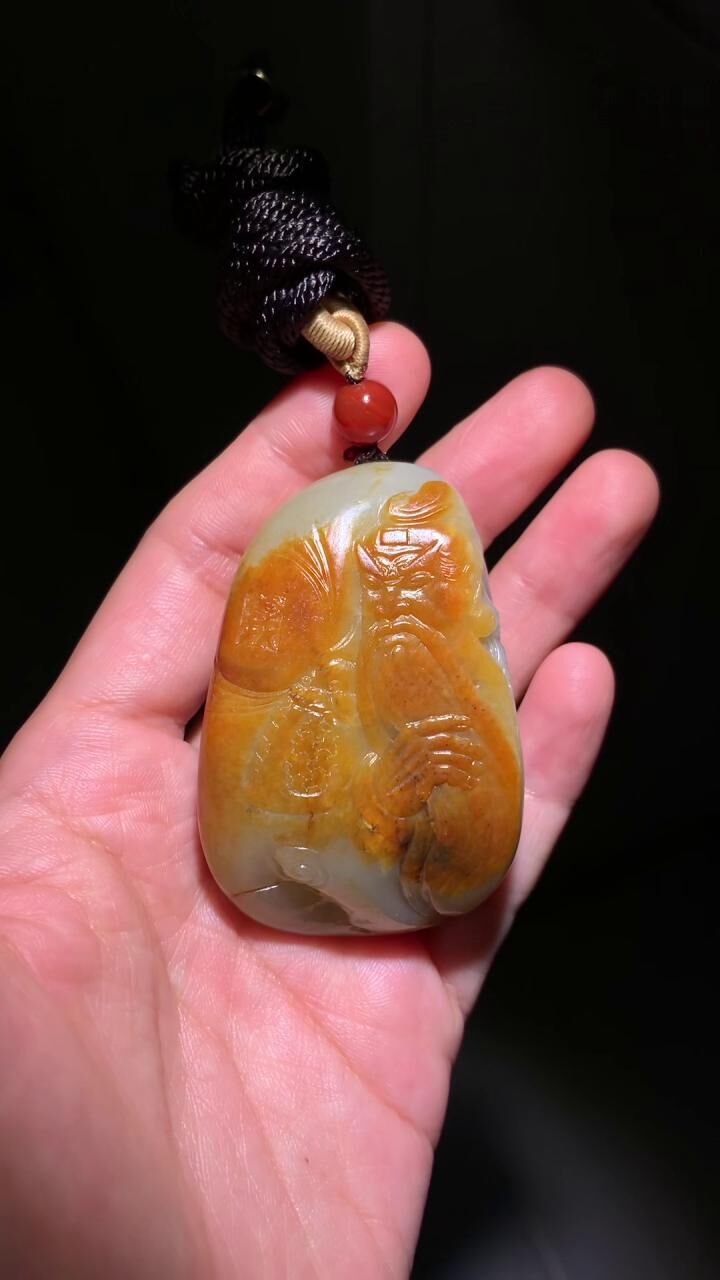 96714 和田玉獨籽關公