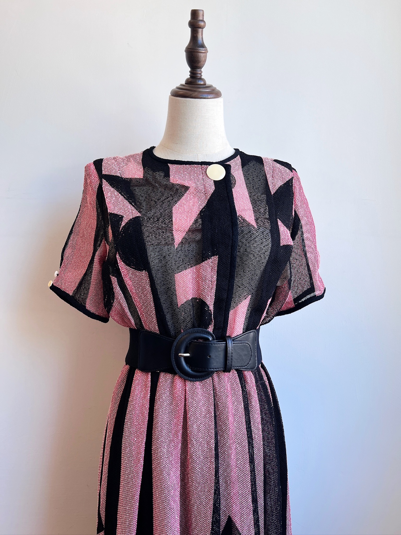 Japanese-made vintage dress with an ink-wash star map print