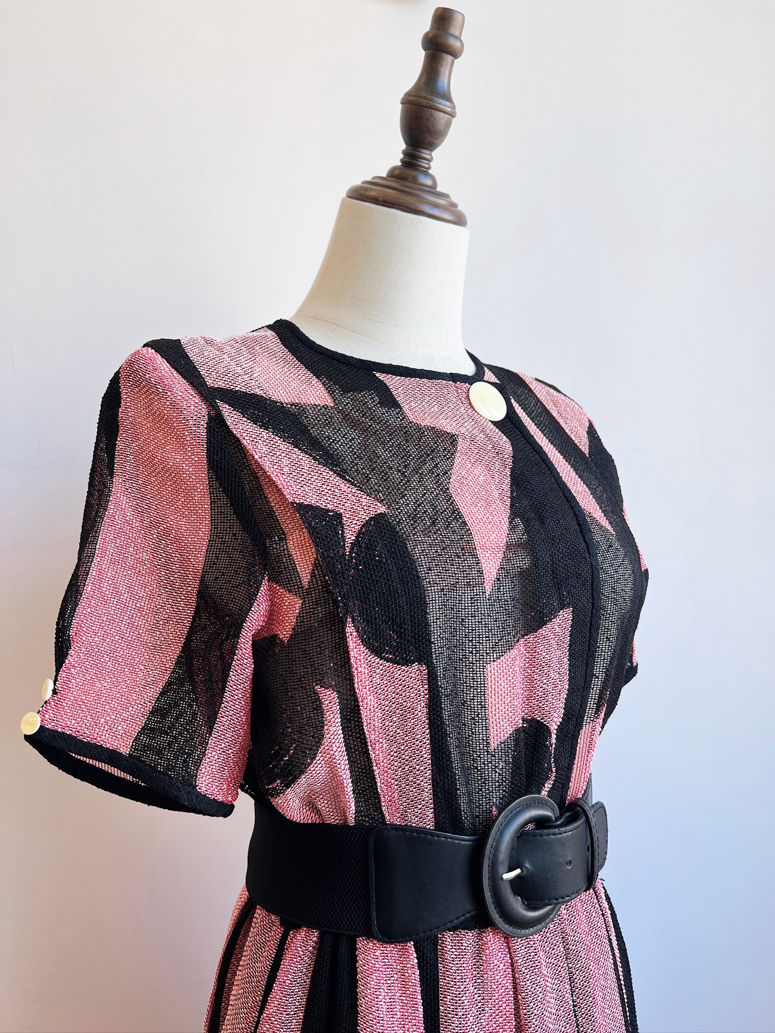 Japanese-made vintage dress with an ink-wash star map print