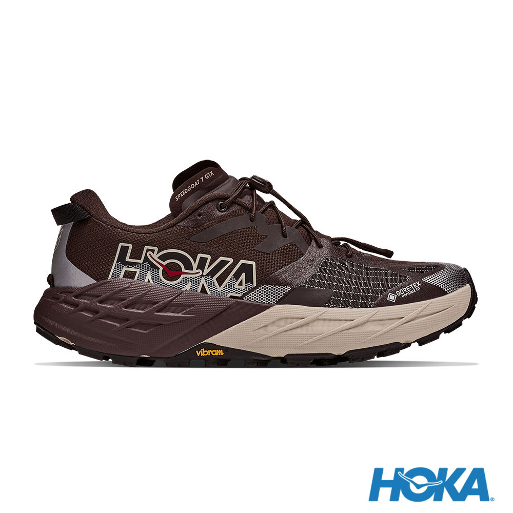 HOKA ONE ONE 男款 Speedgoat 7 GTX 寬楦 防水越野跑鞋 巧克力/岩石灰