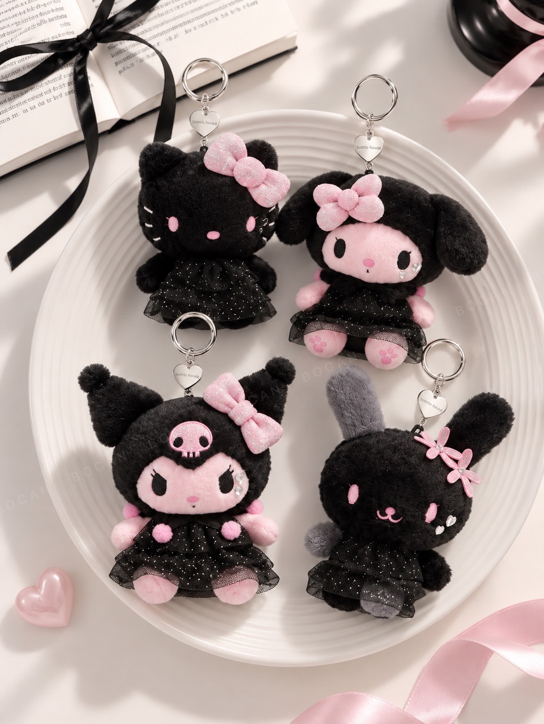 正版授權 SANRIO HOUSE 日本 限定 三麗鷗 PINK×BLACK 黑粉 毛絨絨 吊飾 四款