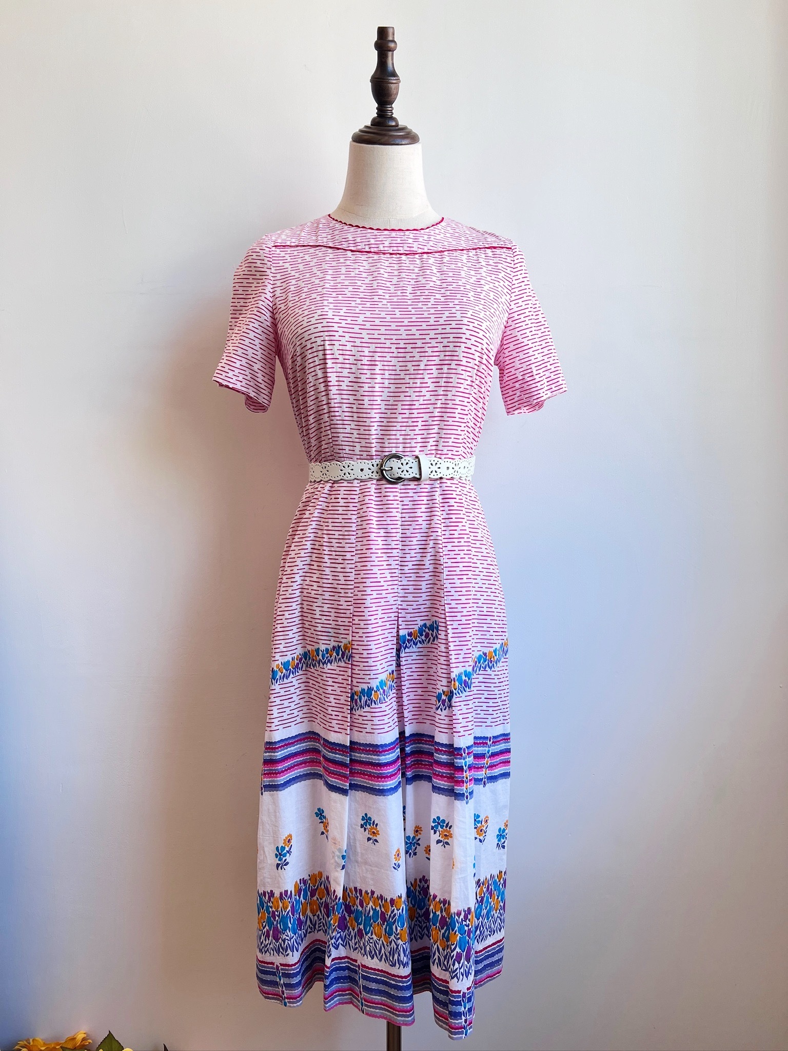 Summer Striped Floral Vintage-Style Dress