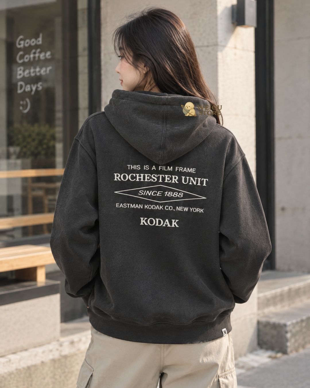【預購】KODAK 柯達 復古水洗 連帽長袖上衣 K6323LHDN1