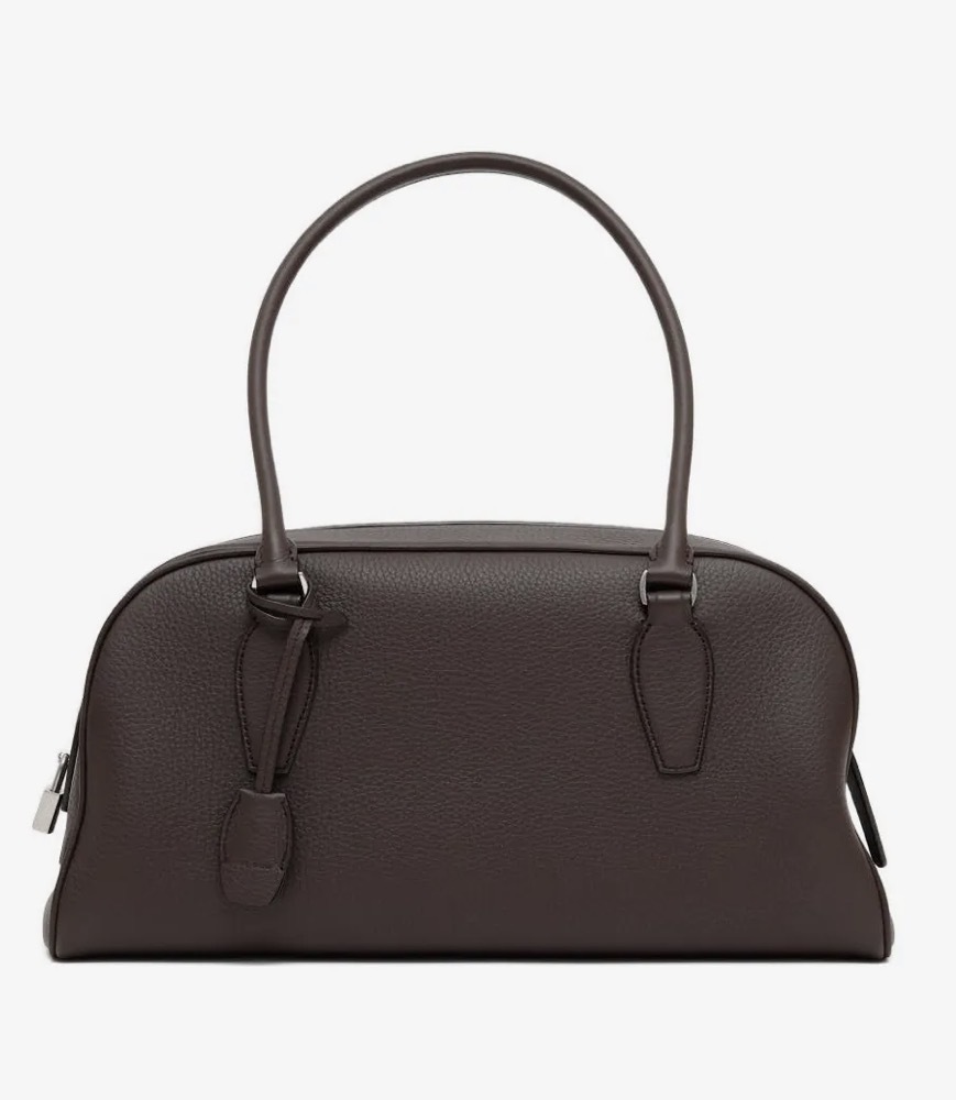 The Row E/W India Leather Tote Bag Dark Brown