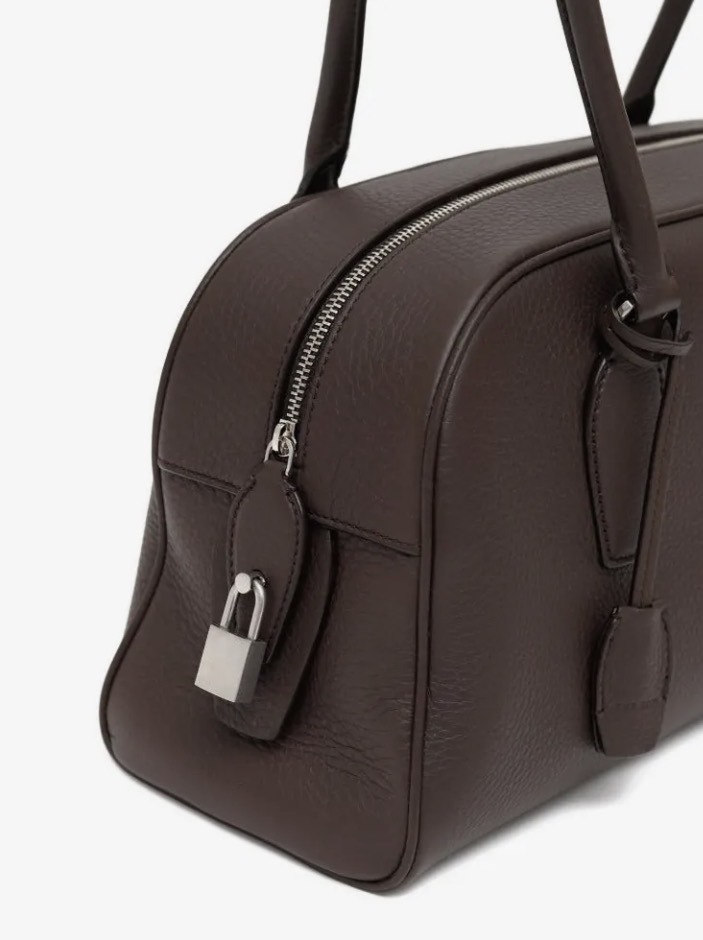 The Row E/W India Leather Tote Bag Dark Brown