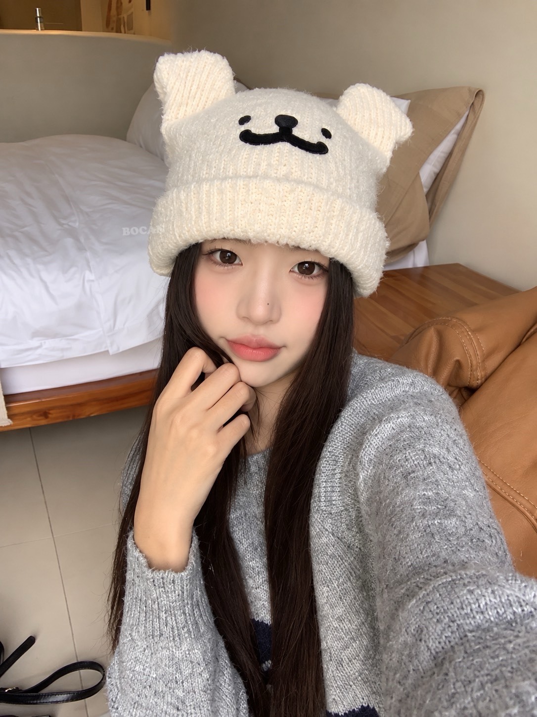 正版授權 線條小狗 羊毛針織 毛帽