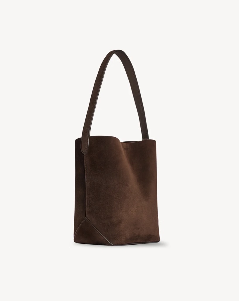 The Row Small N/S Park Tote Edge Leather Bag Mocha
