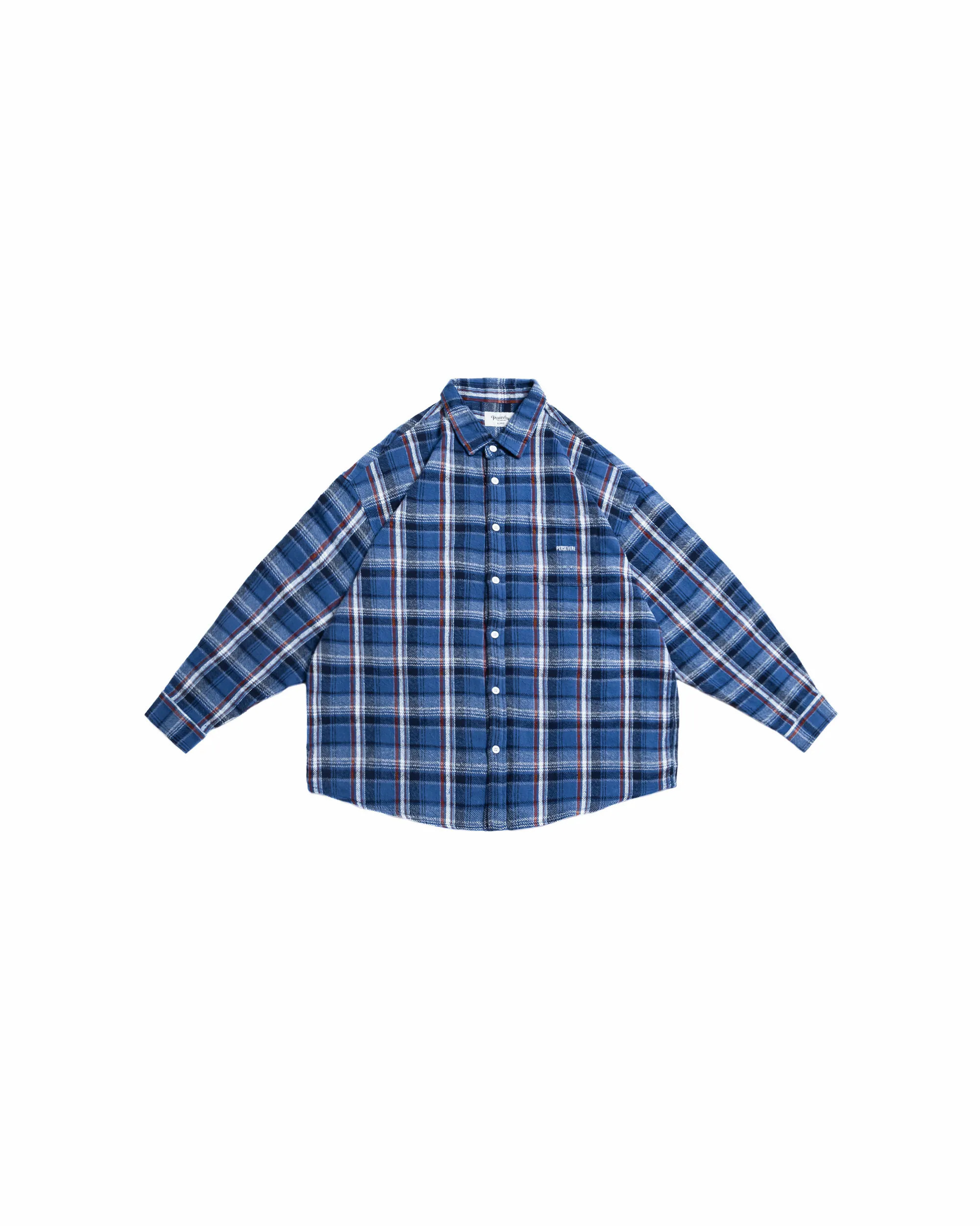 PERSEVERE LOOSE-FIT L / S SHIRT - BLUE＆RED PLAID