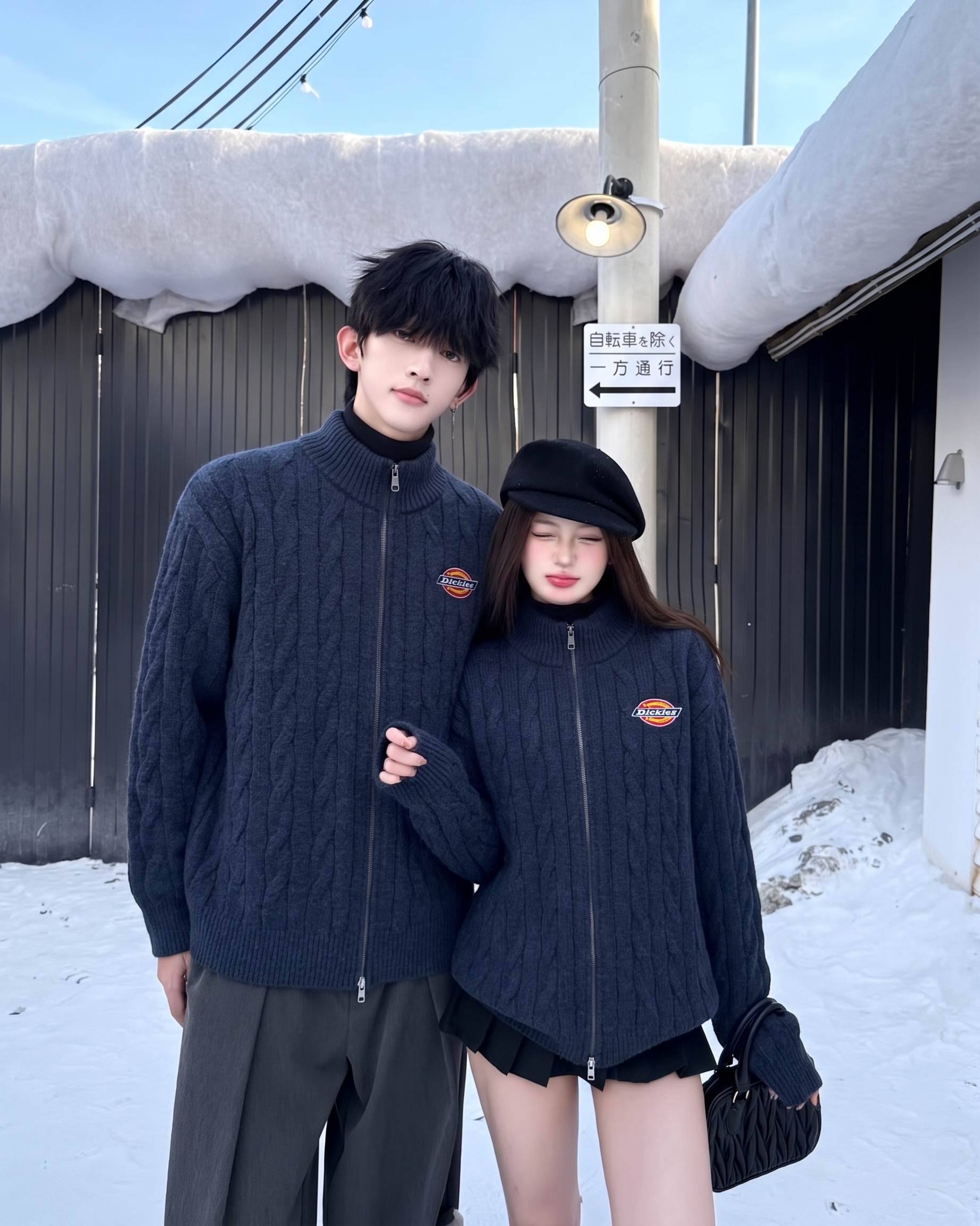 Dickies 麻花 針織 美式 復古 雙拉鍊 毛衣外套 三色