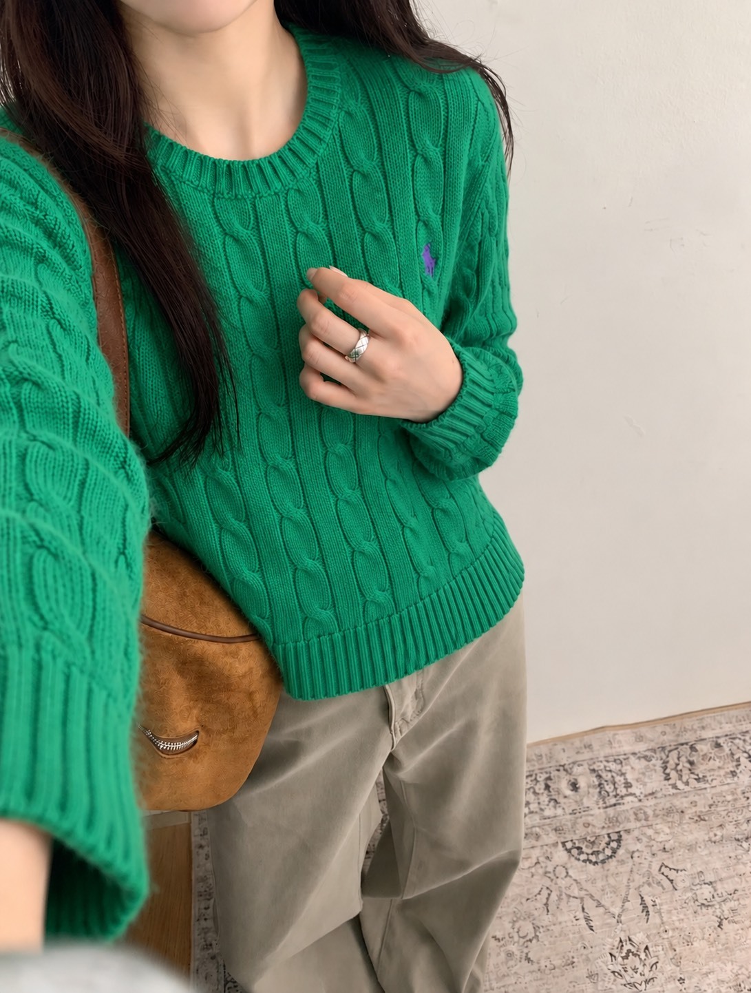 <撿寶+1 POLO✨> L/XL-POLO RALPH LAUREN 大學毛衣 大童款 綠 323702674039
