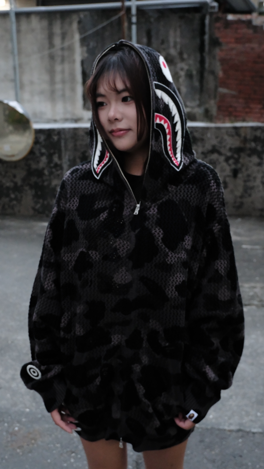 Bape Color Camo Crochet Relaxed Fit Shark Full ZIP HOODIE 迷彩針織 鯊魚 外套 1M70115306