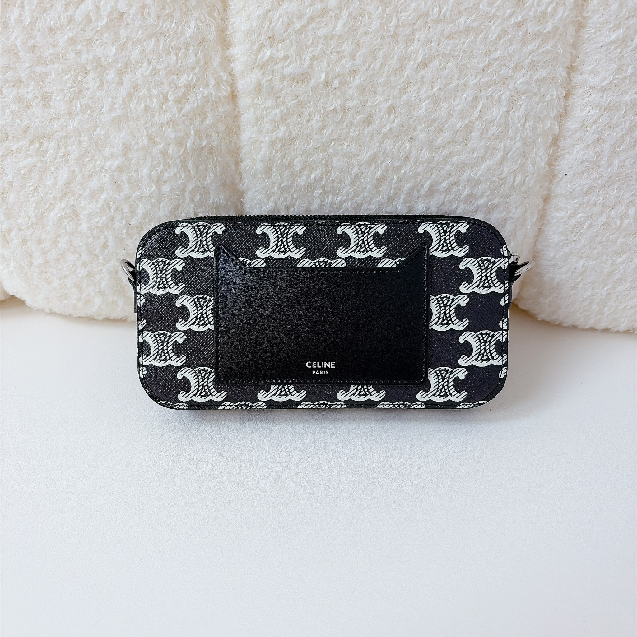 Celine Horizontal Pouch in Triomphe Canvas - Black & White / SHW