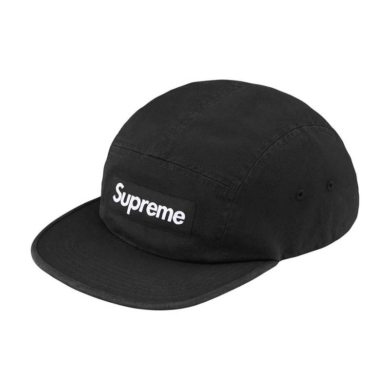 Supreme Washed Chino Twill Camp Cap 水洗 五分割帽 帽子 黑色 FW26H55-BK [台灣現貨]