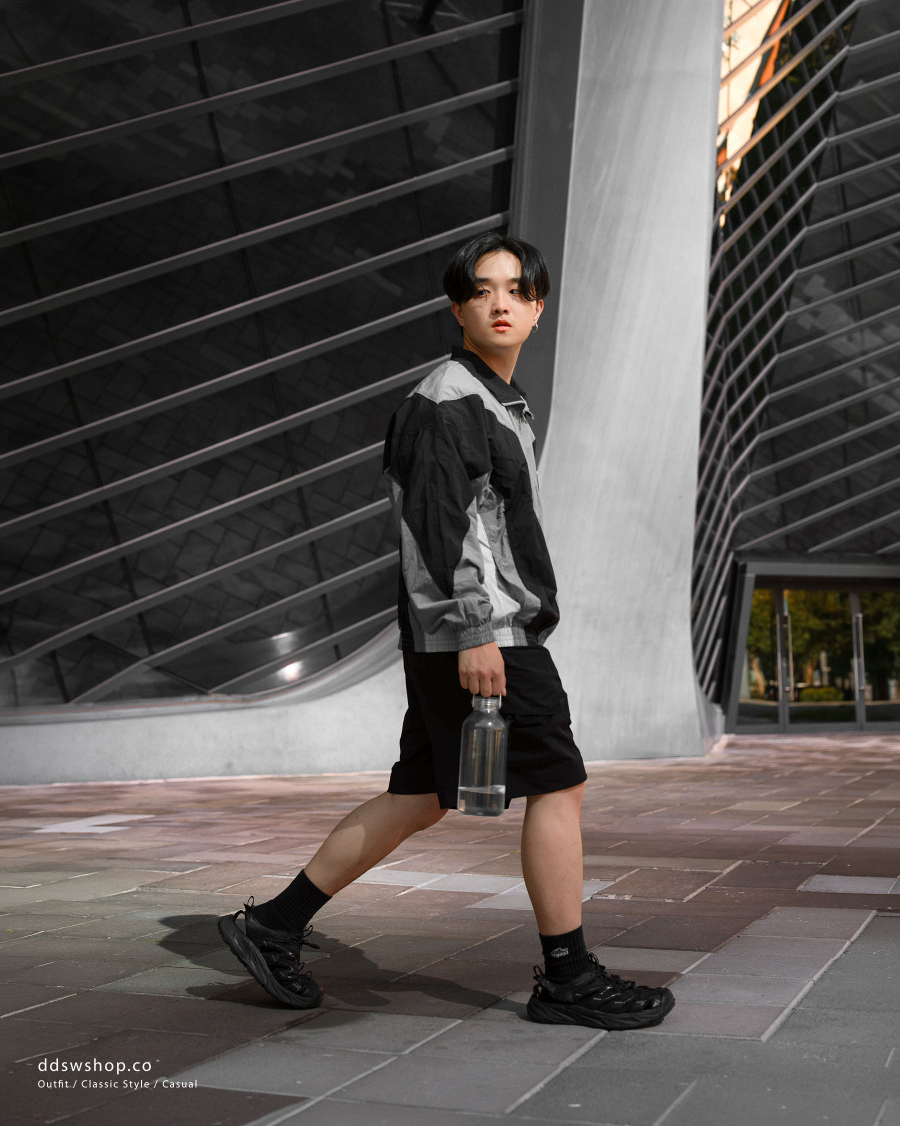 NIKE DRI-FIT 復古拼接 黑灰撞色 立領外套 IM5888-084