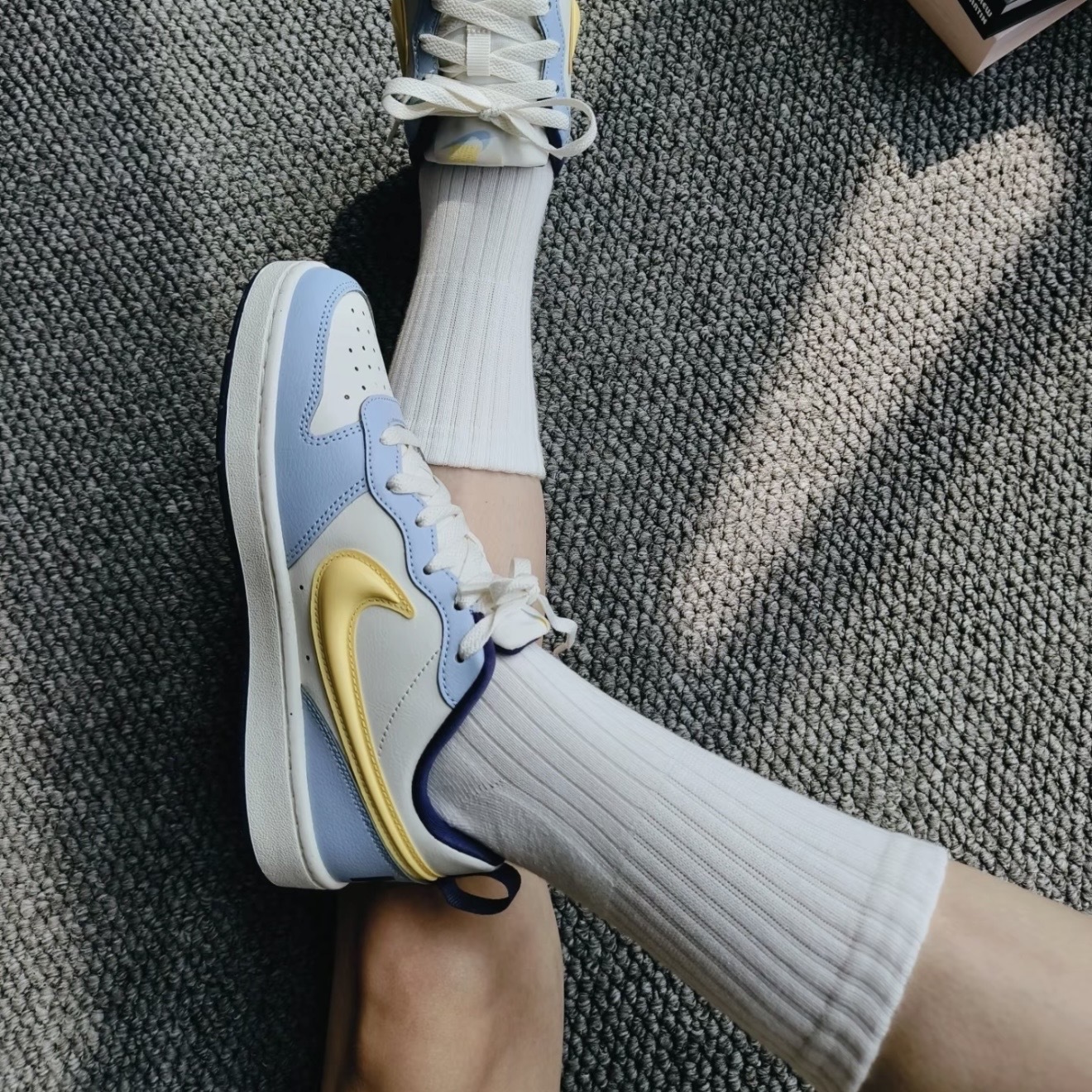 NIKE COURT BOROUGH LOW RECRAFT GS 淺藍黃 休閒 大童鞋 IM6698-171