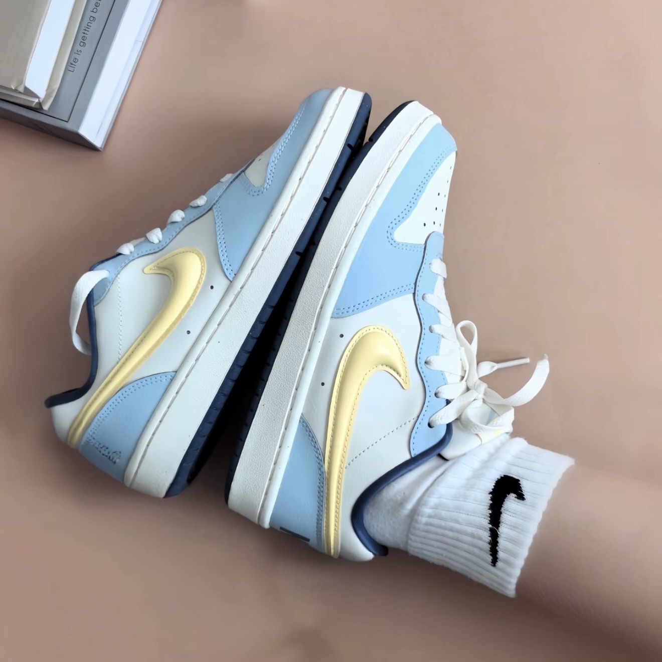 NIKE COURT BOROUGH LOW RECRAFT GS 淺藍黃 休閒 大童鞋 IM6698-171