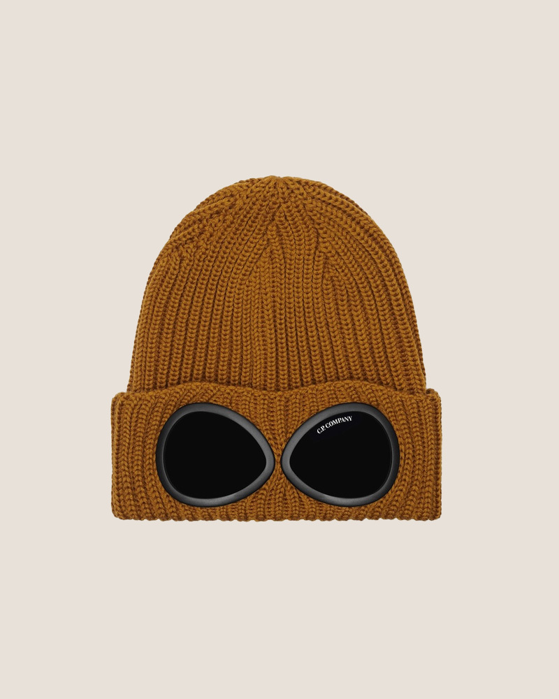 C.P. Company - Extrafine Merino Wool Goggle Beanie - 21CMAC742A005509A232 BUCK THORN BROWN