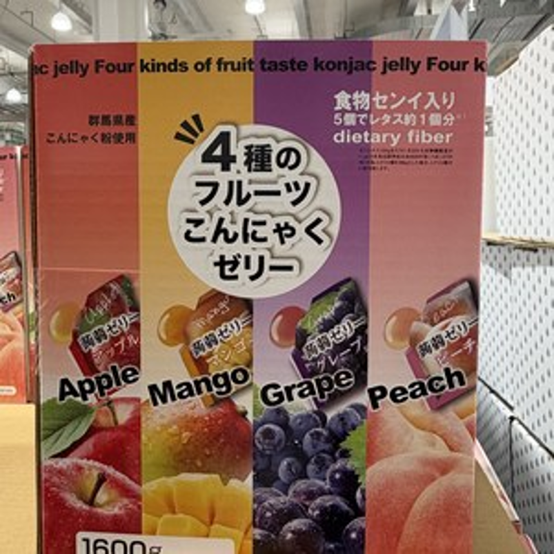 EY118 雪國Agri 4種水果蒟蒻啫喱(蘋果/芒果/提子/蜜桃) 1600g(80個) 4-Fruit Konjac Jelly EXP: 2027/08/05