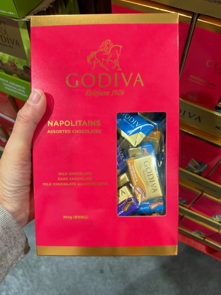 EY131 GODIVA 拿破崙薄片朱古力（牛奶／黑朱古力／榛子）345g 約84粒 Napolitains EXP: 2027/07/24