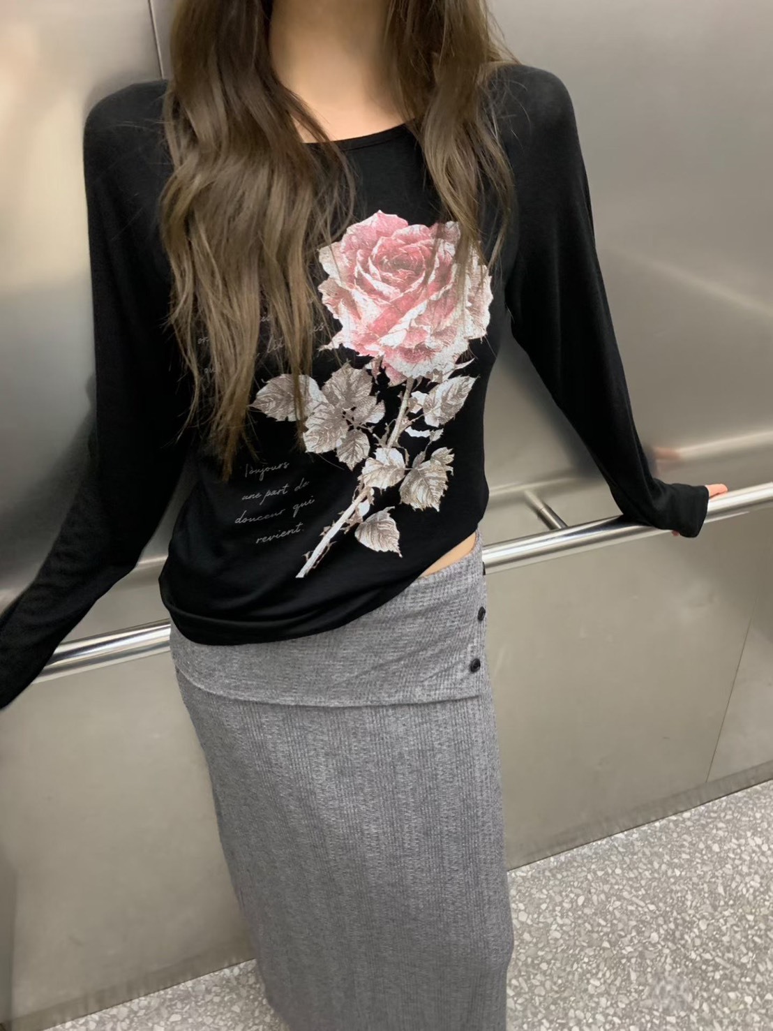 玫瑰花薄長袖T