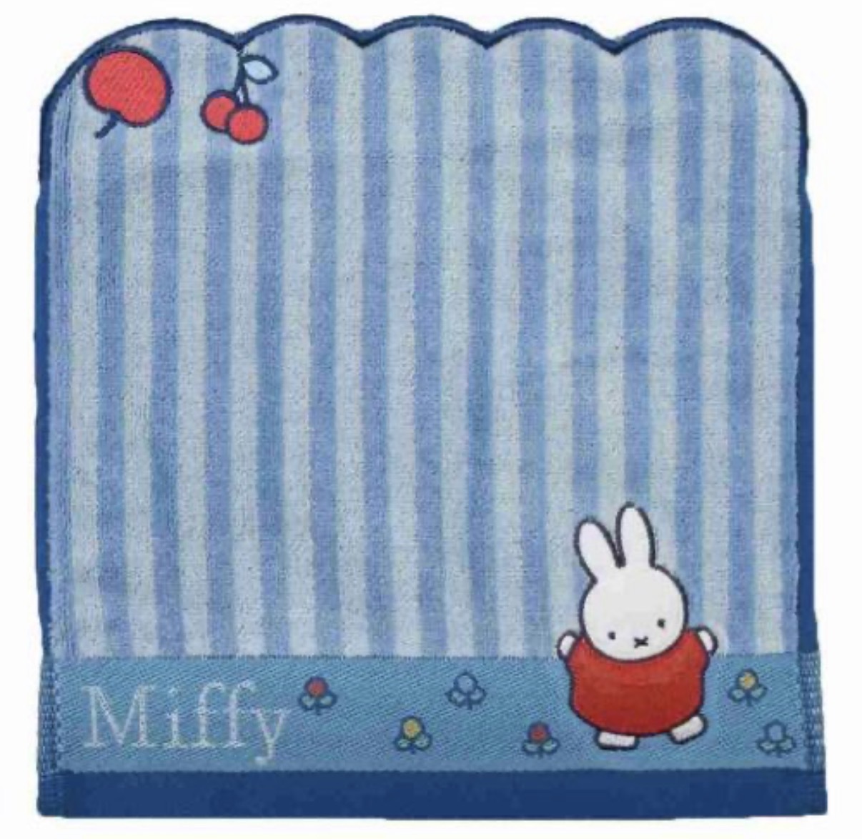 JP Miffy 直紋花花刺繡吸水方巾 藍 防臭抗菌 30x30 8987 TK260922