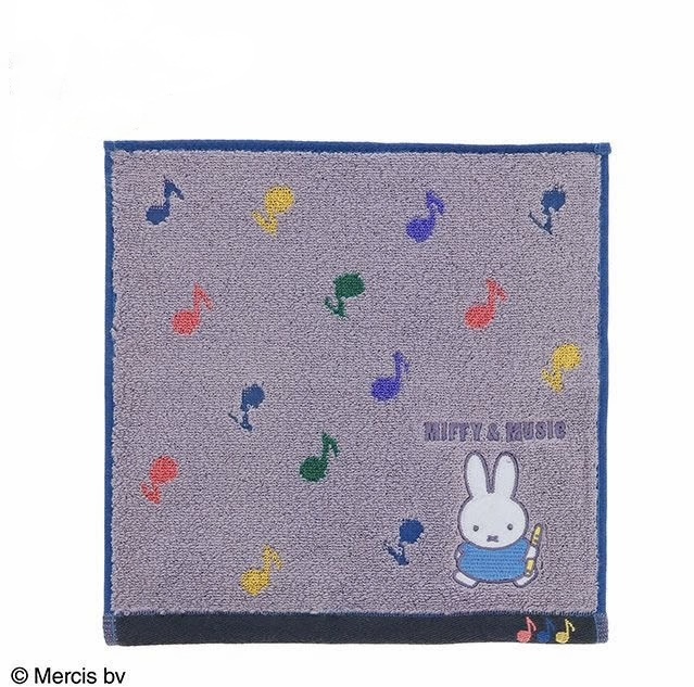 JP Miffy 音符密集刺繡吸水方巾 防臭抗菌 灰 30x30 9909 TK260922