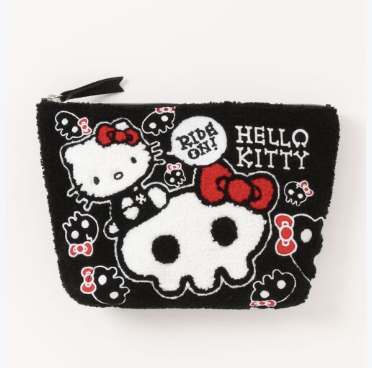 【連線大優惠】JP Hello Kitty 毛巾刺繡拉鏈袋 黑 9205 TK260922