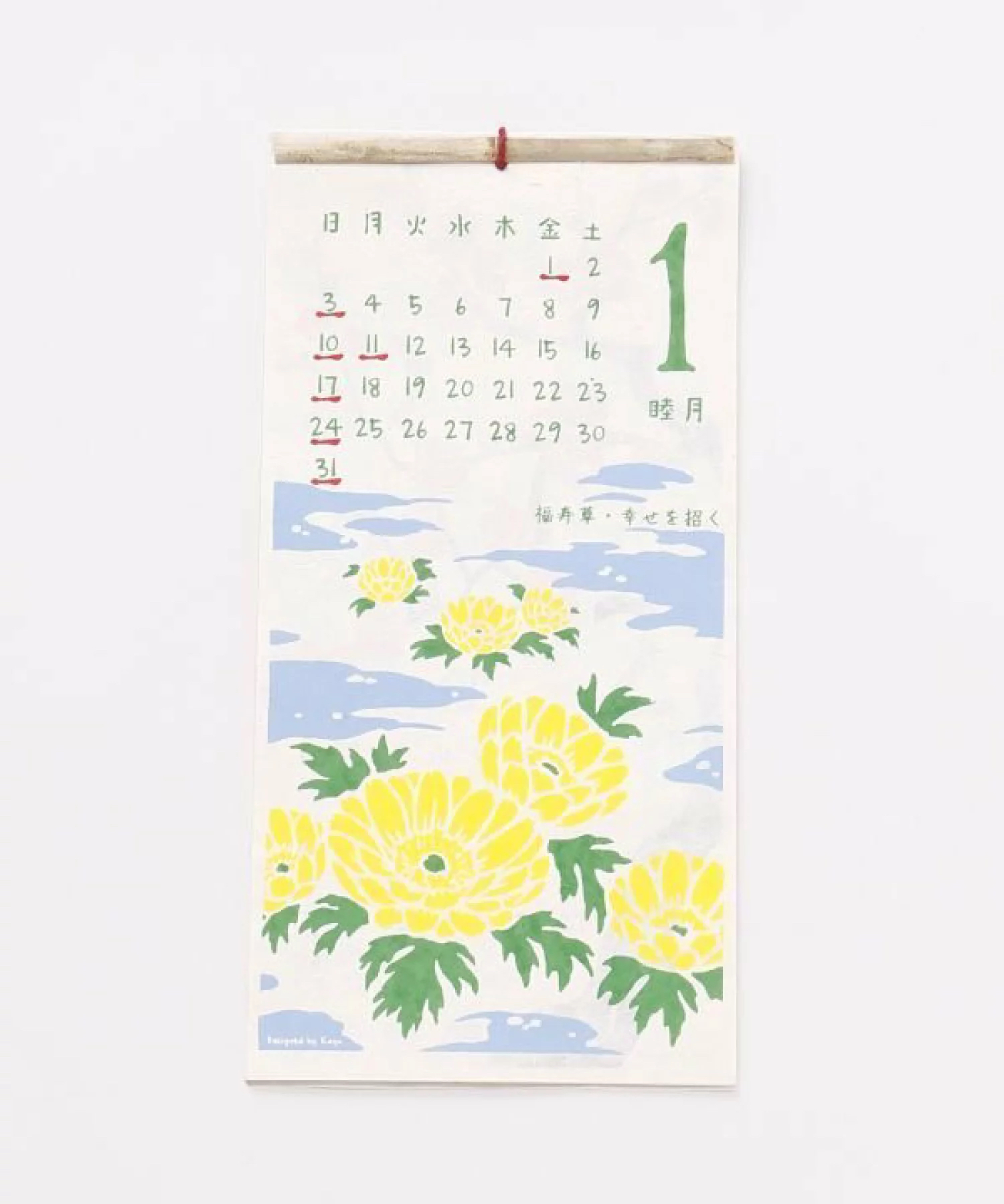 2027花曆 花朵 手工和紙掛曆｜日本Kaya