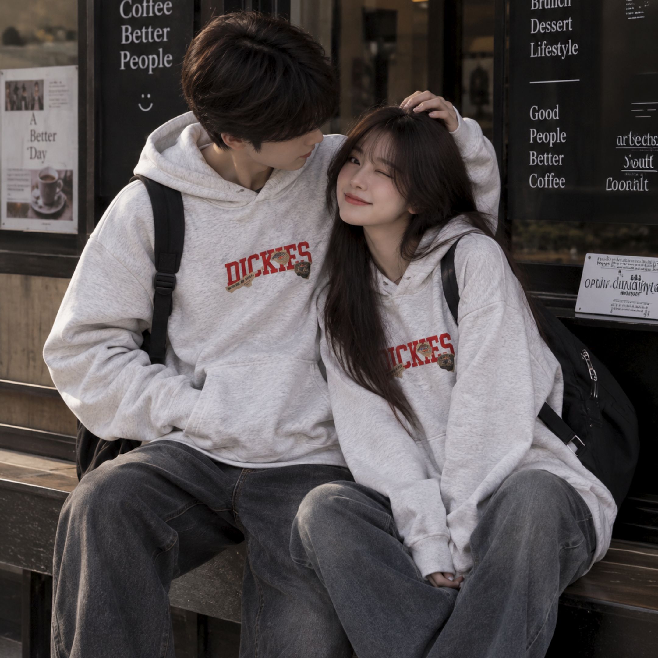 NICEDAY 服飾 代購 Dickies Logo 帽T 連帽 長袖 秋冬 藍 黑 白 花灰 復古 帽TEE 帽踢 DKU263MKJ387-DK