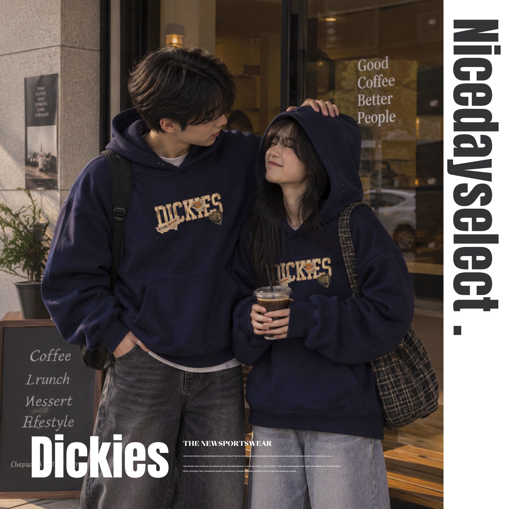 NICEDAY 服飾 代購 Dickies Logo 帽T 連帽 長袖 秋冬 藍 黑 白 花灰 復古 帽TEE 帽踢 DKU263MKJ387-DK