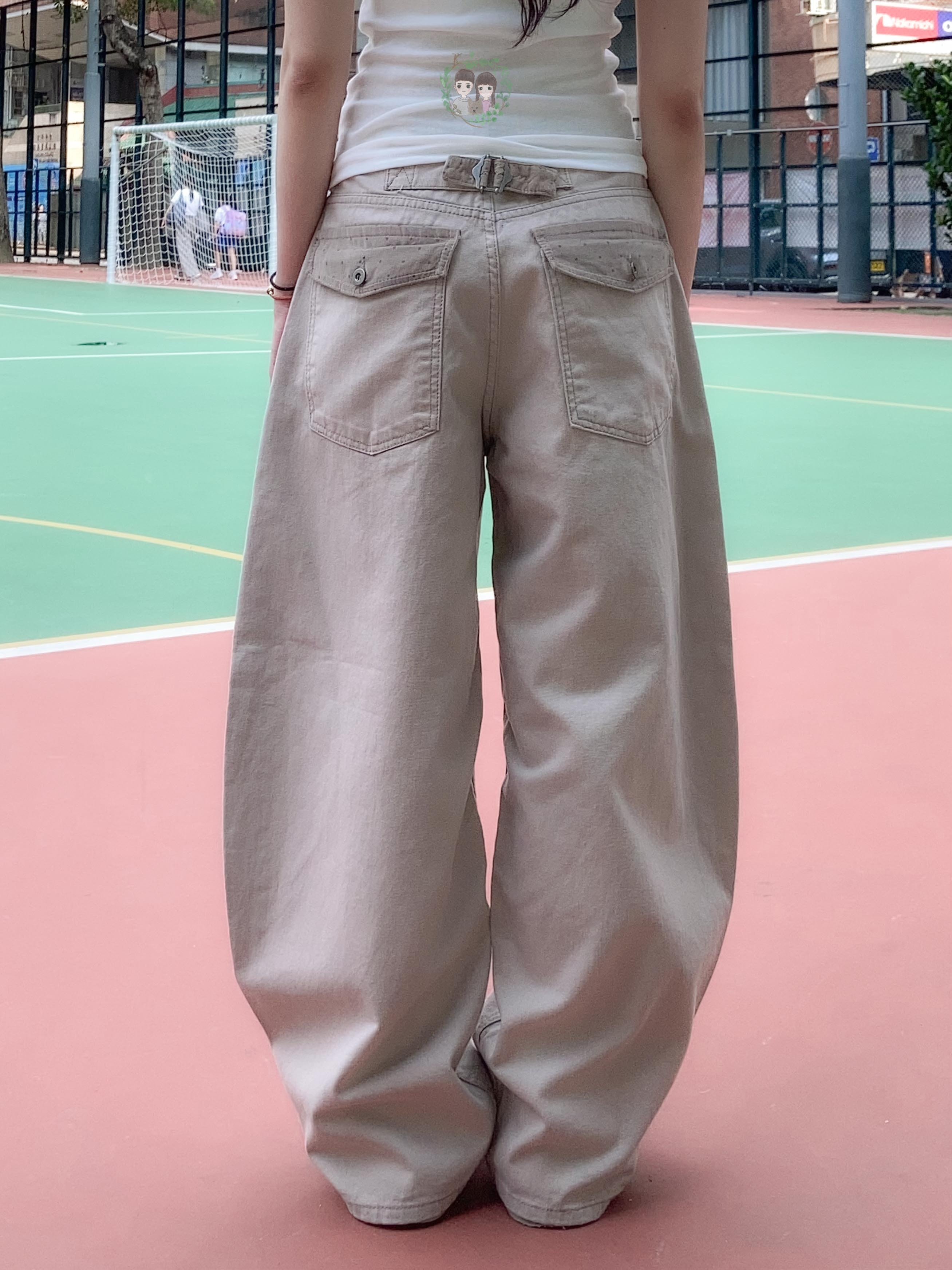 【網站限定優惠】波點布料後Belt彎刀褲