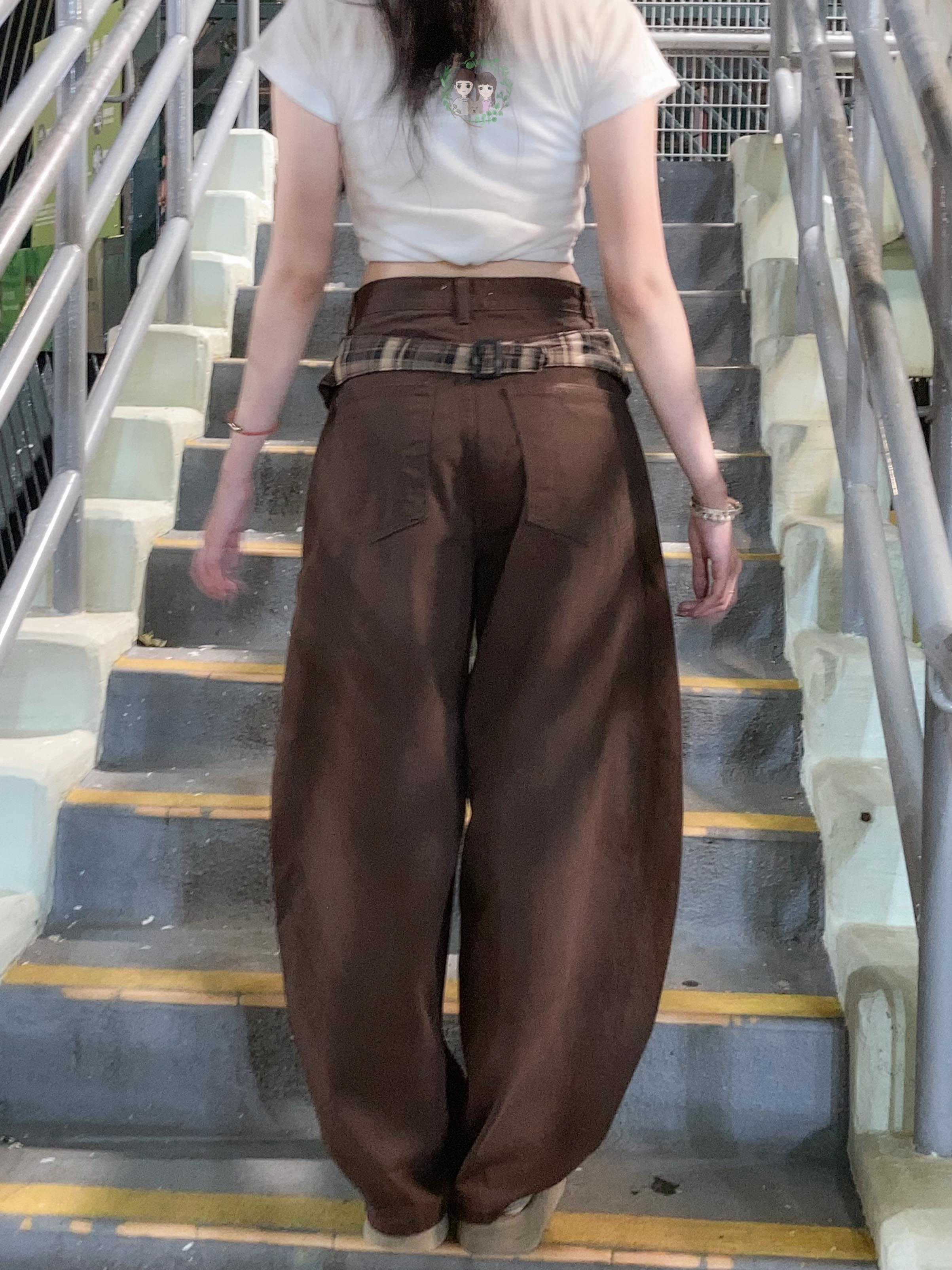 【網站限定優惠】Vintage Checkered Belt彎刀褲