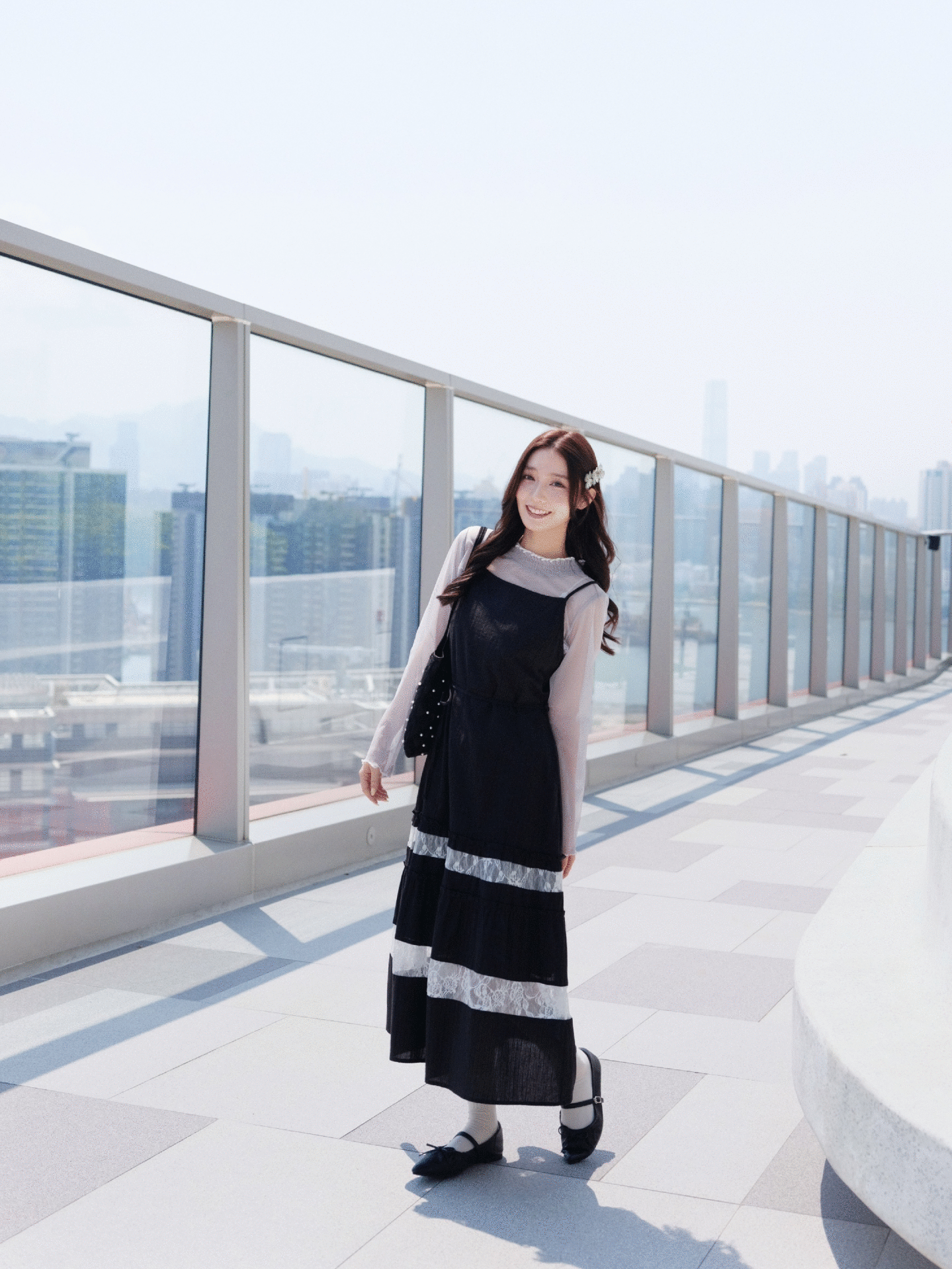 兩色 / 法式蕾絲透膚間層連身裙 / Sheer Lace Panel Tiered Dress