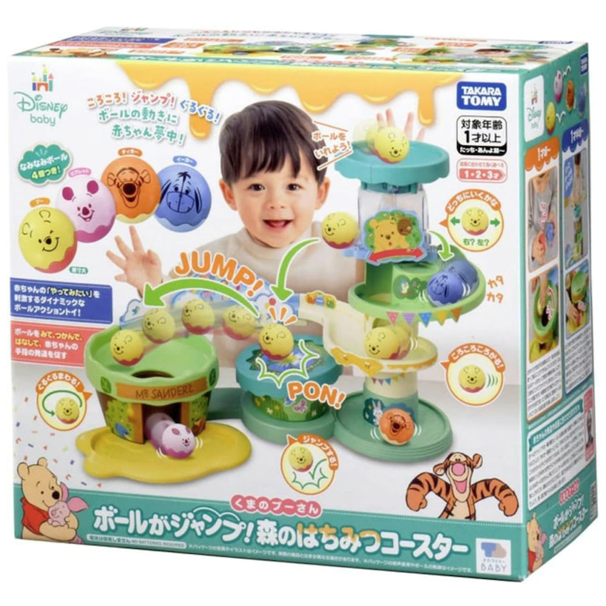 日本 Disney Baby X Winnie The Pooh 森林蜂蜜雲霄飛車彈跳球玩具