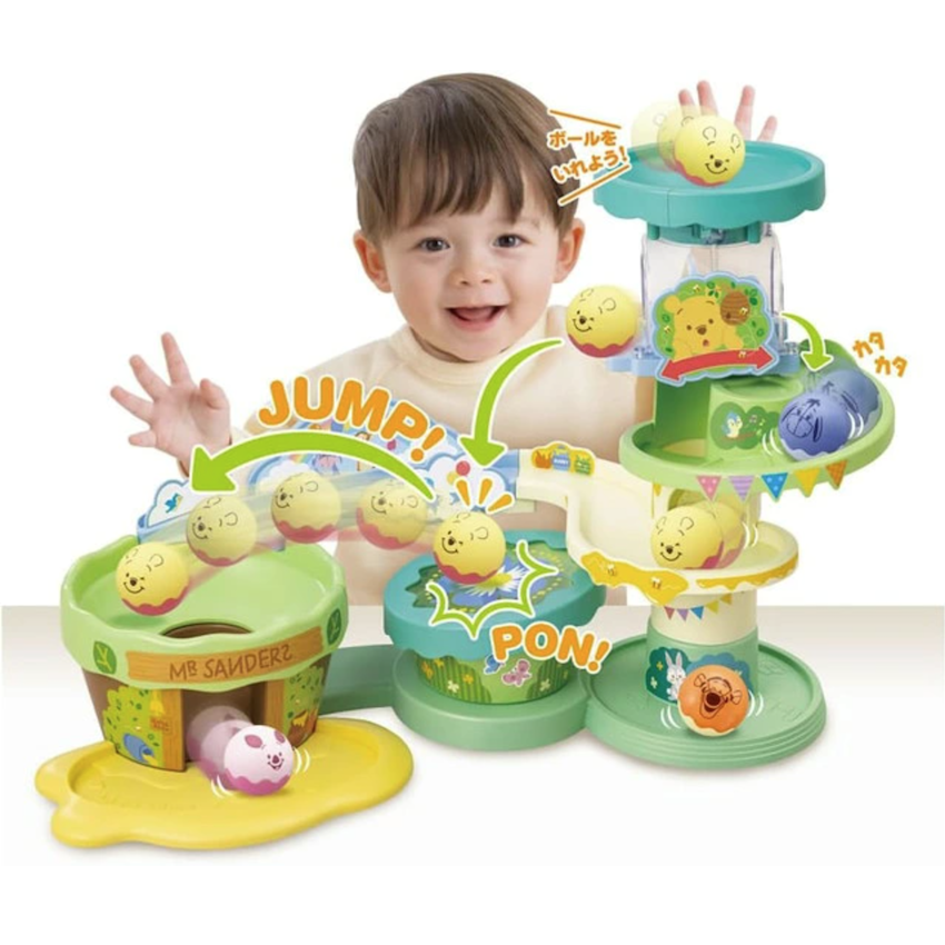 日本 Disney Baby X Winnie The Pooh 森林蜂蜜雲霄飛車彈跳球玩具