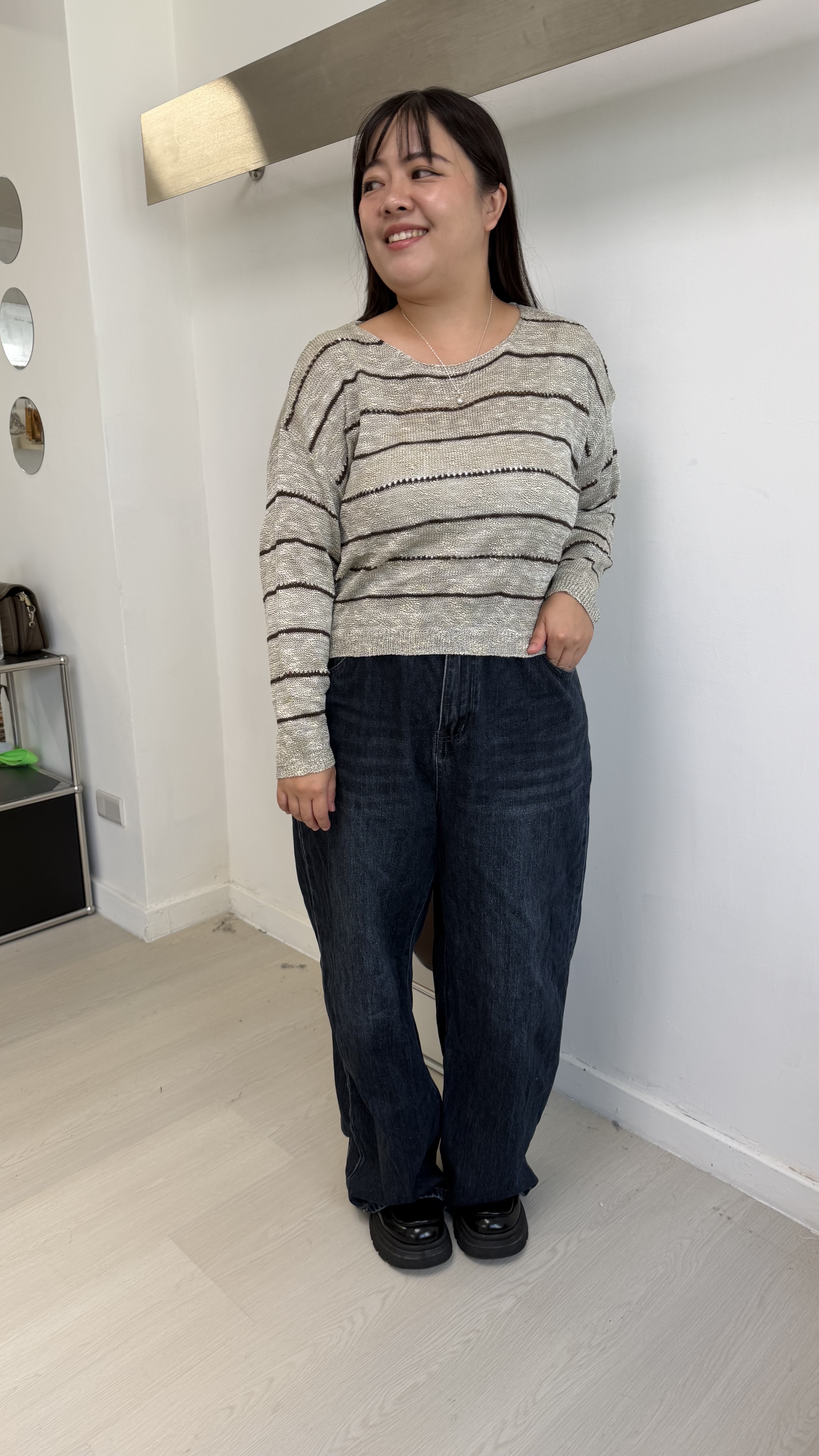 Pin striped relaxed knit