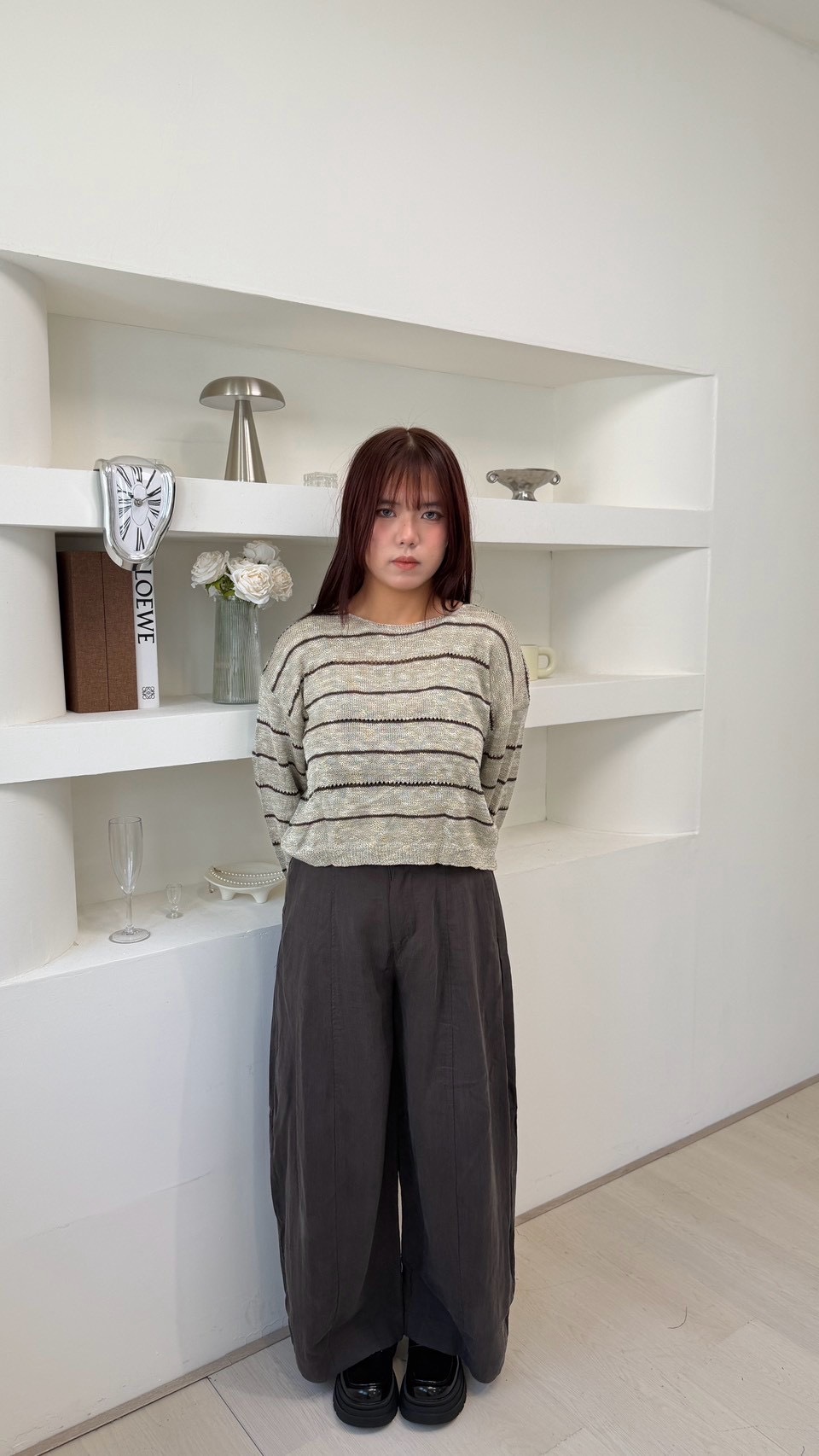 Pin striped relaxed knit