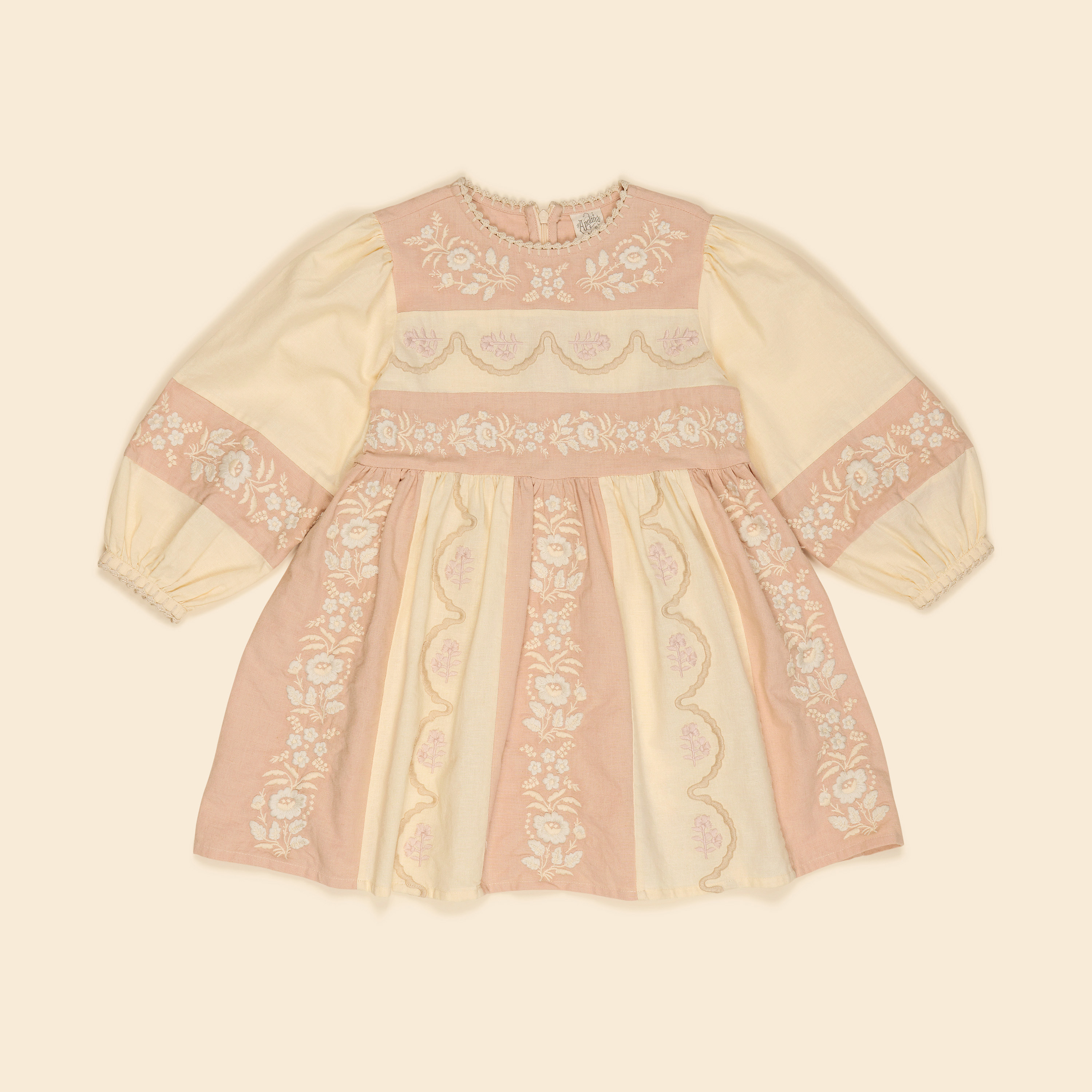 Apolina 條紋拼接雕花洋裝 WILMA DRESS - DRIED ROSE/CREAM
