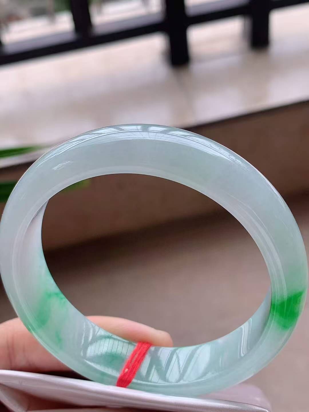 910231 59.8mm老種冰飄綠翡翠正圈手鐲 (58-60)