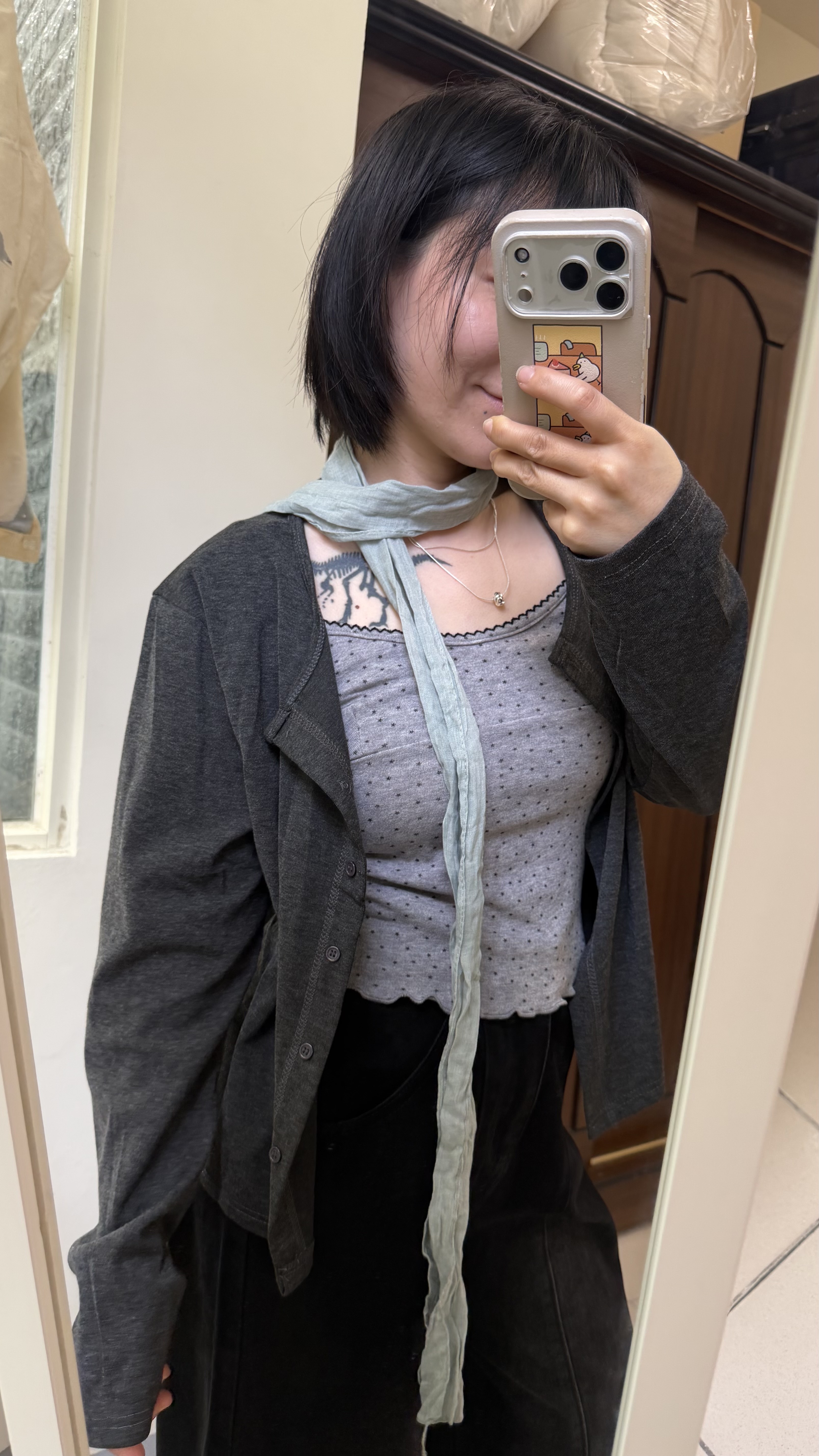 Three-piece set of scarf and vest