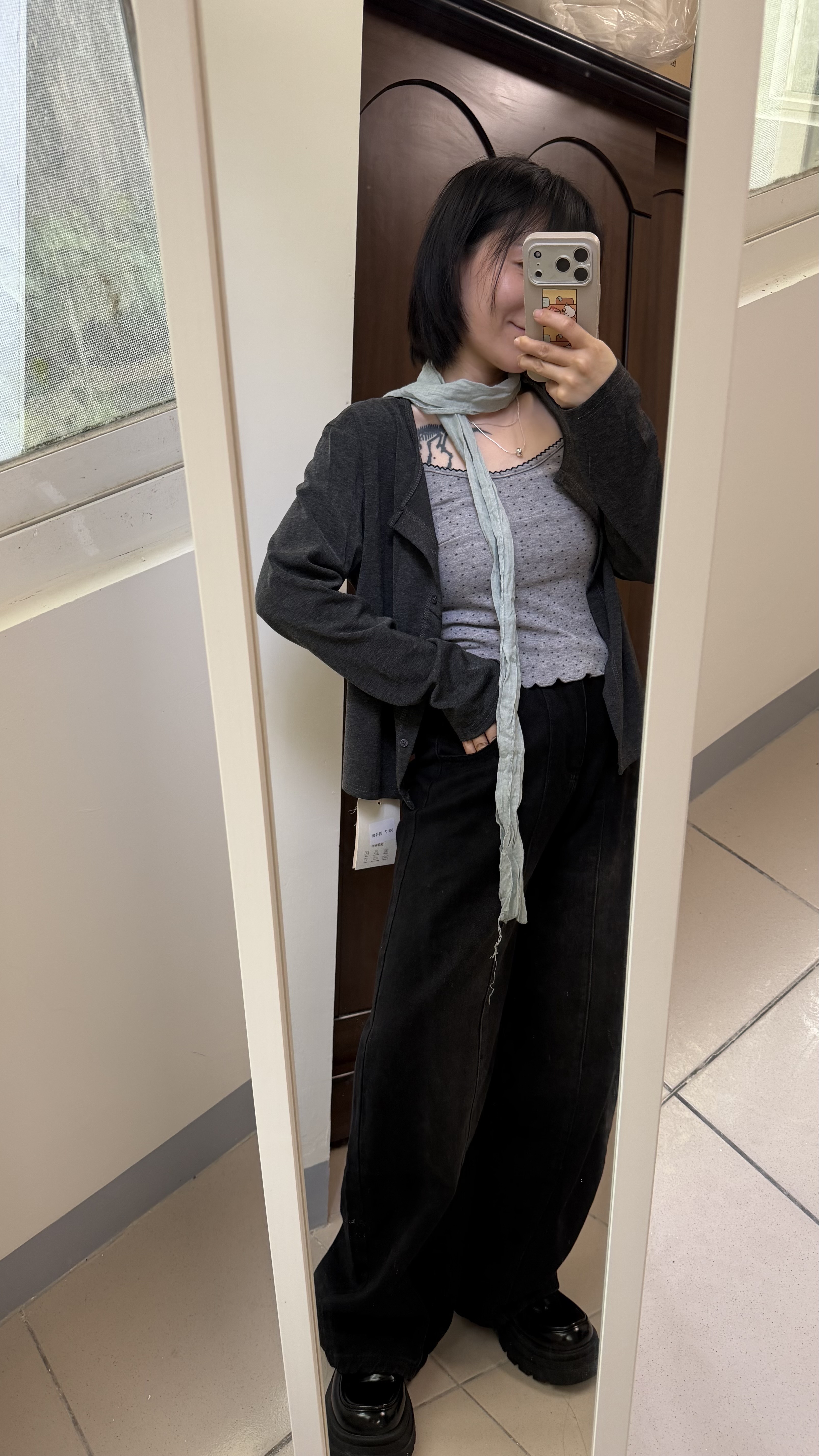Three-piece set of scarf and vest